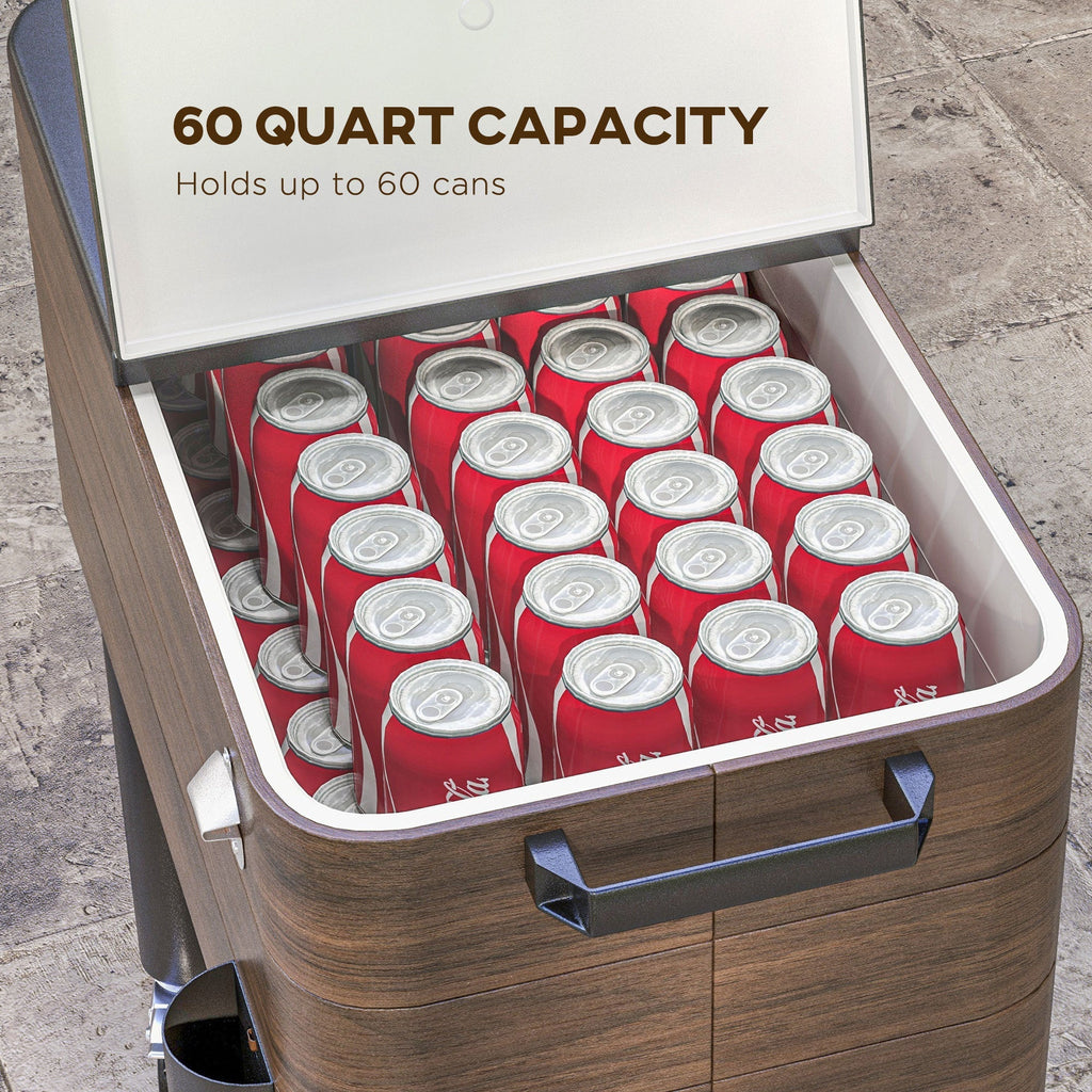 Outsunny Outdoor Cooler Cart, Rolling Beverage Ice Chest