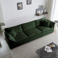 Mid-Century Modern 3-Seater Sofa with Green Chenille Upholstery
