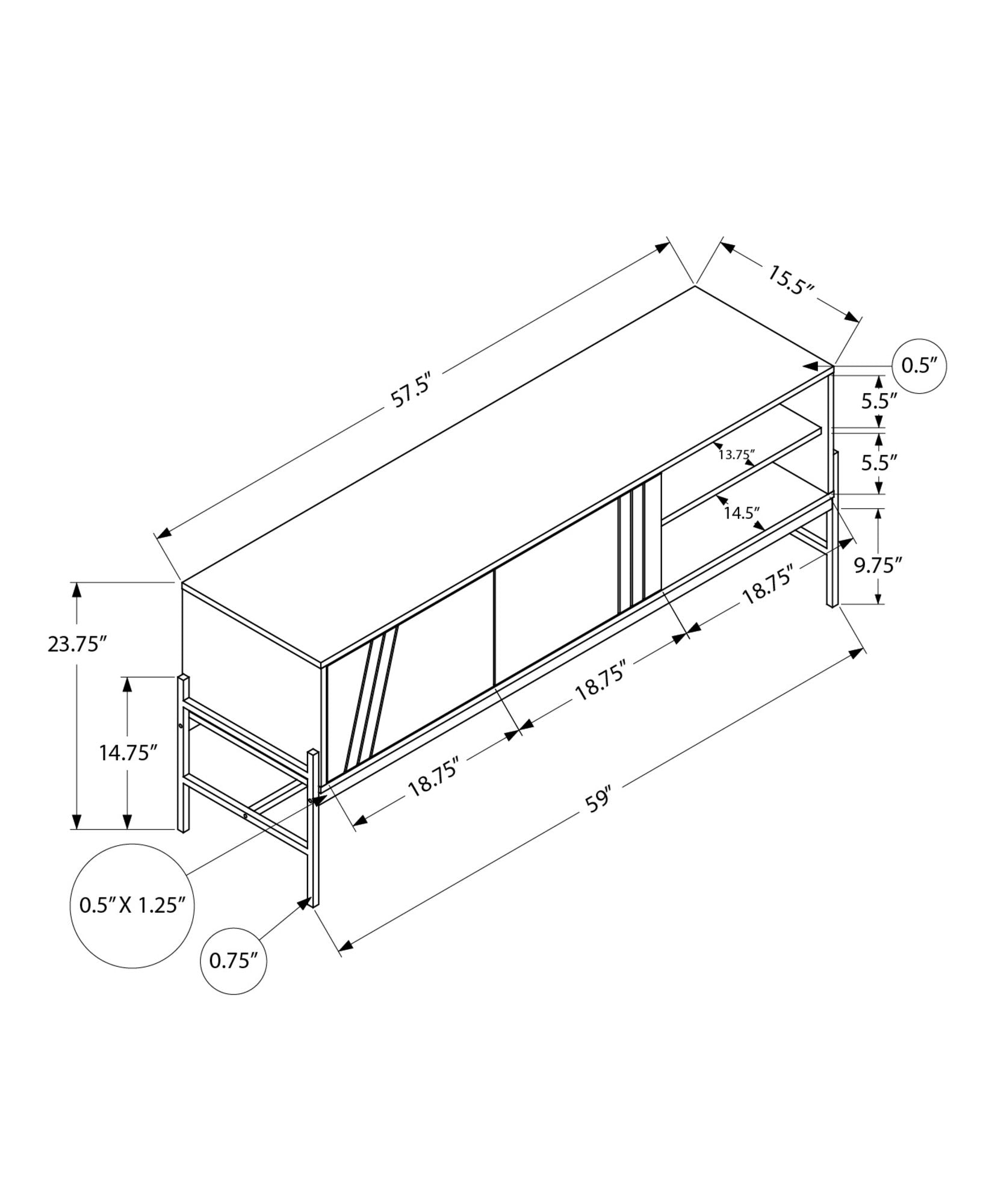 Contemporary 60-Inch TV Stand Console with Storage Cabinet