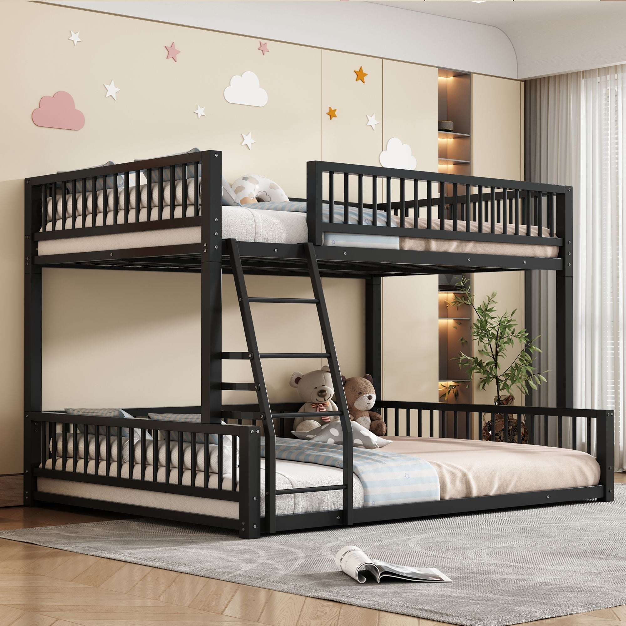 Bunk Bed With Ladder And Safety Guardrails