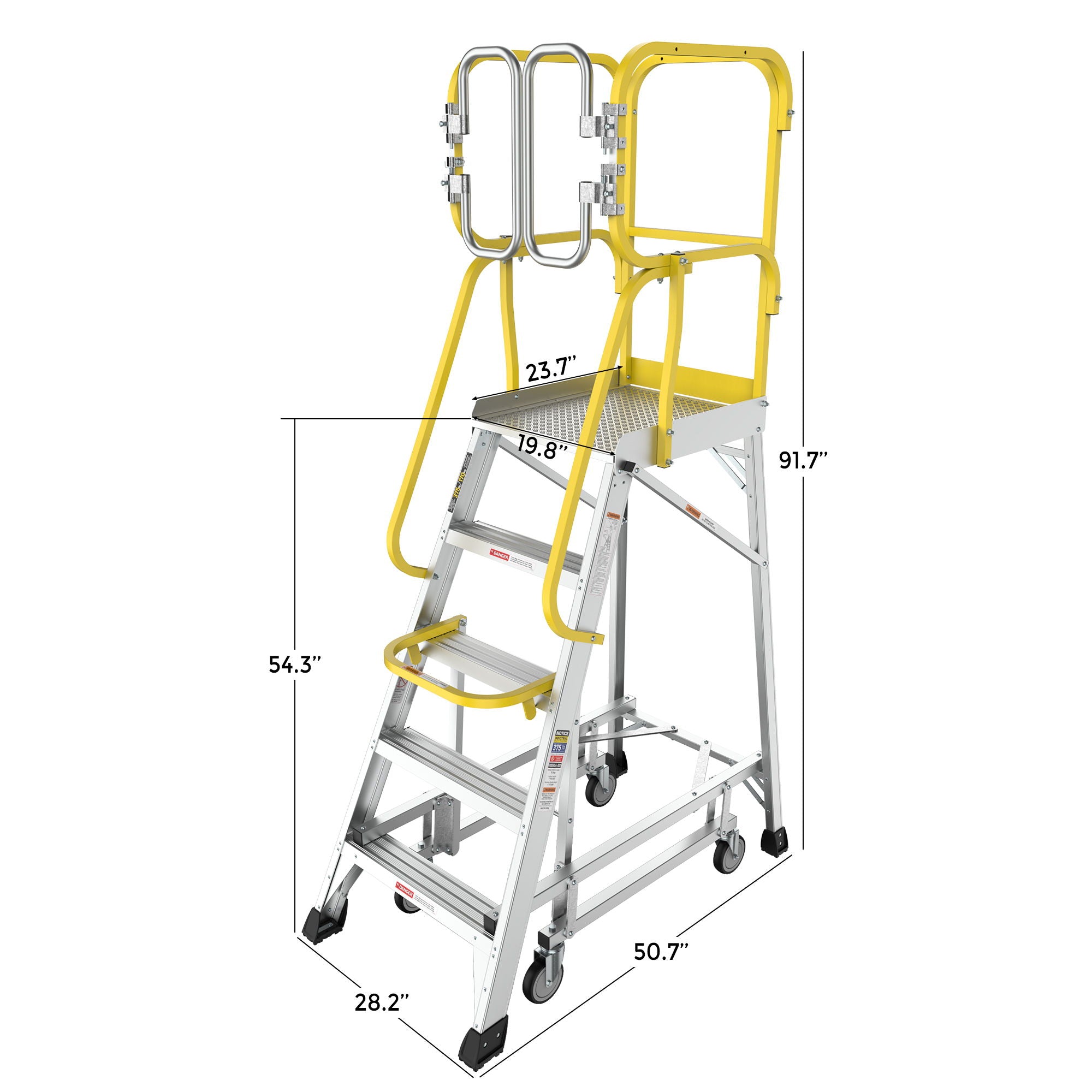 Heavy Duty Aluminum Rolling Platform Ladder with Steps