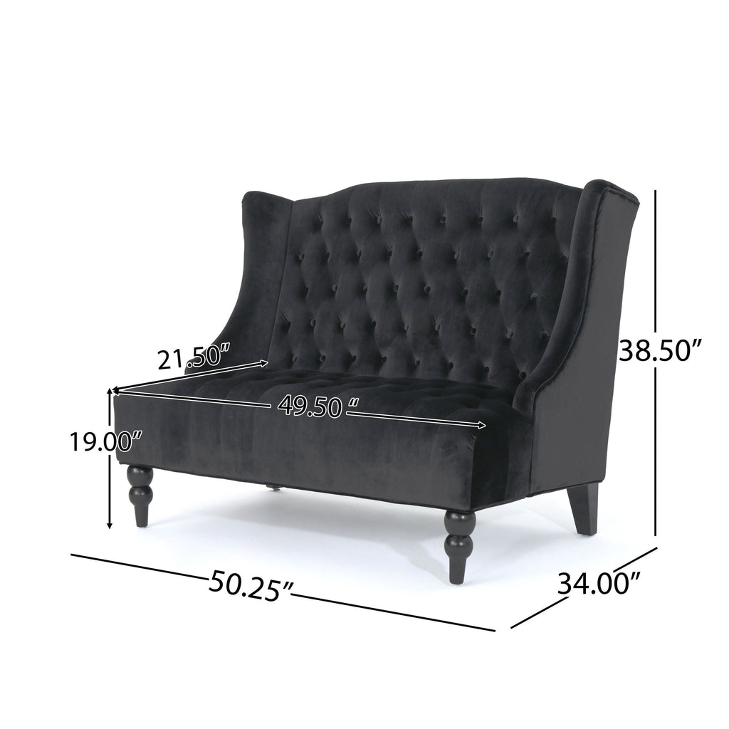 Nurturing Upholstered Loveseat With Wing Back And Diamond Tufting
