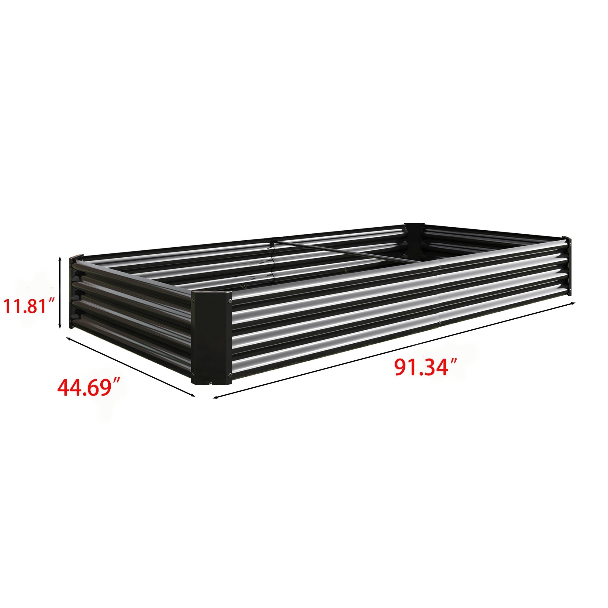 Raised Garden Bed Kit - Metal 7.6x3.7x0.98 ft Black