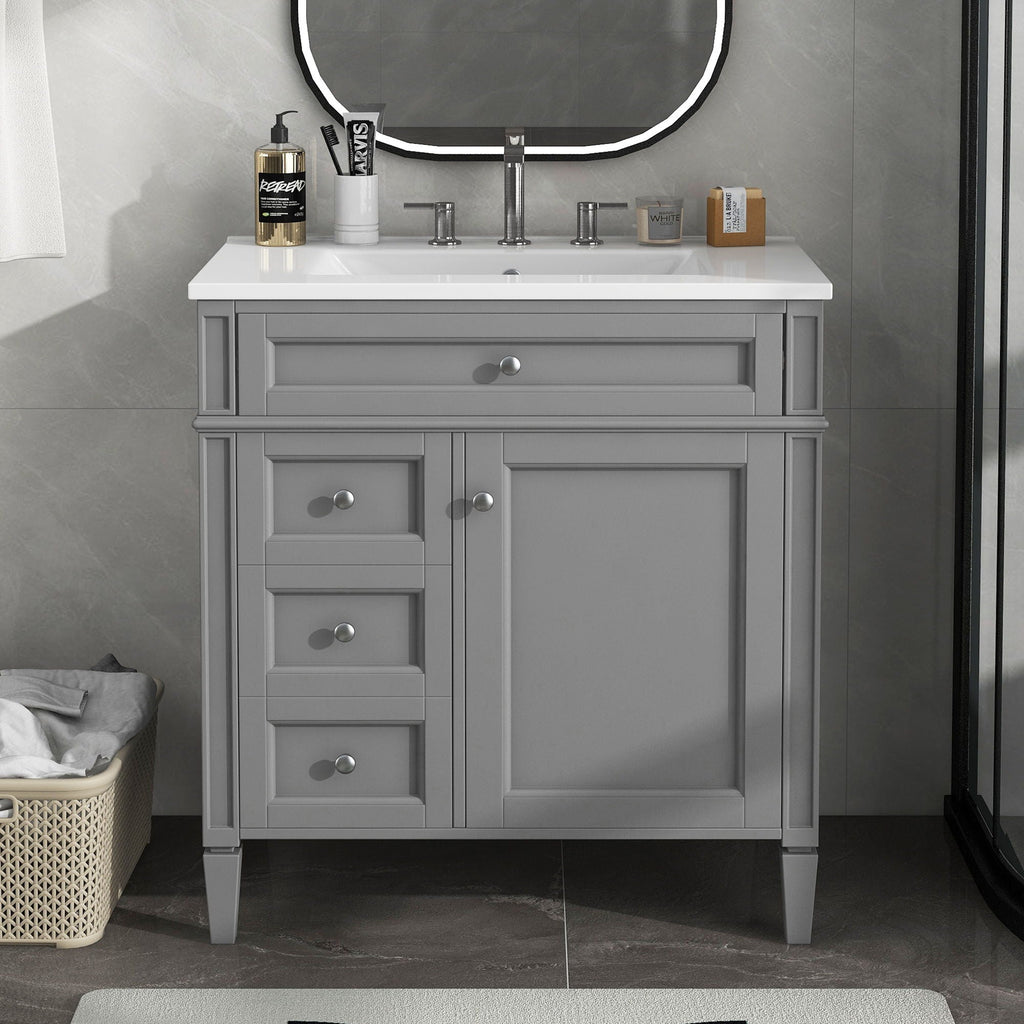 Bathroom Vanity With 2 Drawers and Tip-Out Storage Cabinet