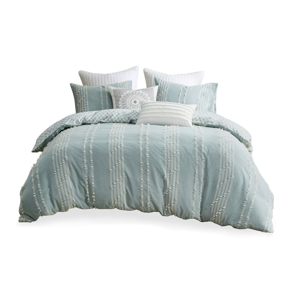 King/Cal King 3 Piece Cotton Jacquard Duvet Cover Set