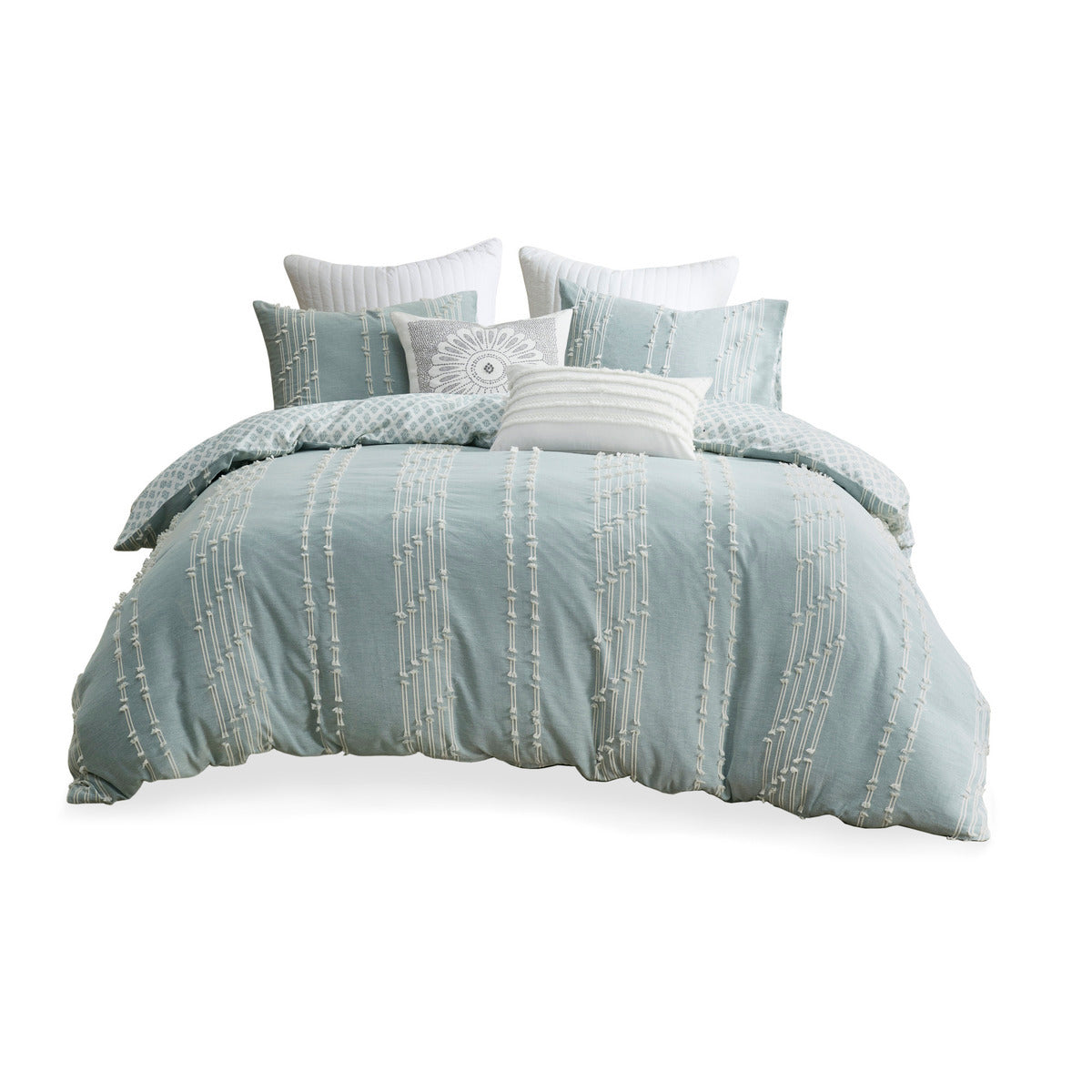 King/Cal King 3 Piece Cotton Jacquard Duvet Cover Set