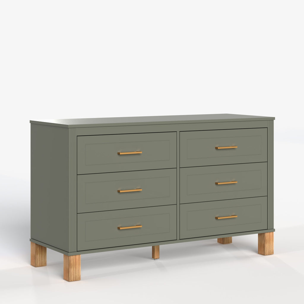 6-Drawer Double Dresser in Olive