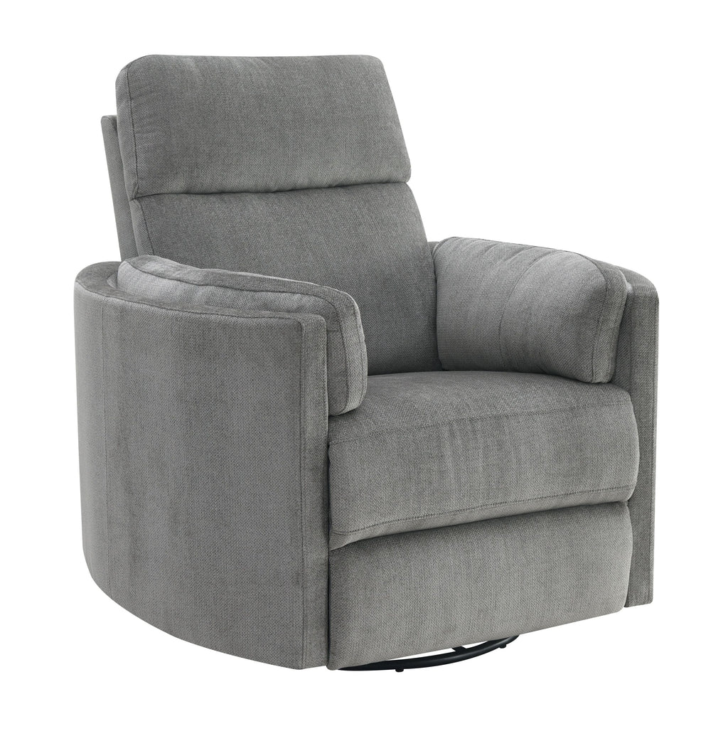 Sagen Charcoal Chenille Glider Recliner with Swivel