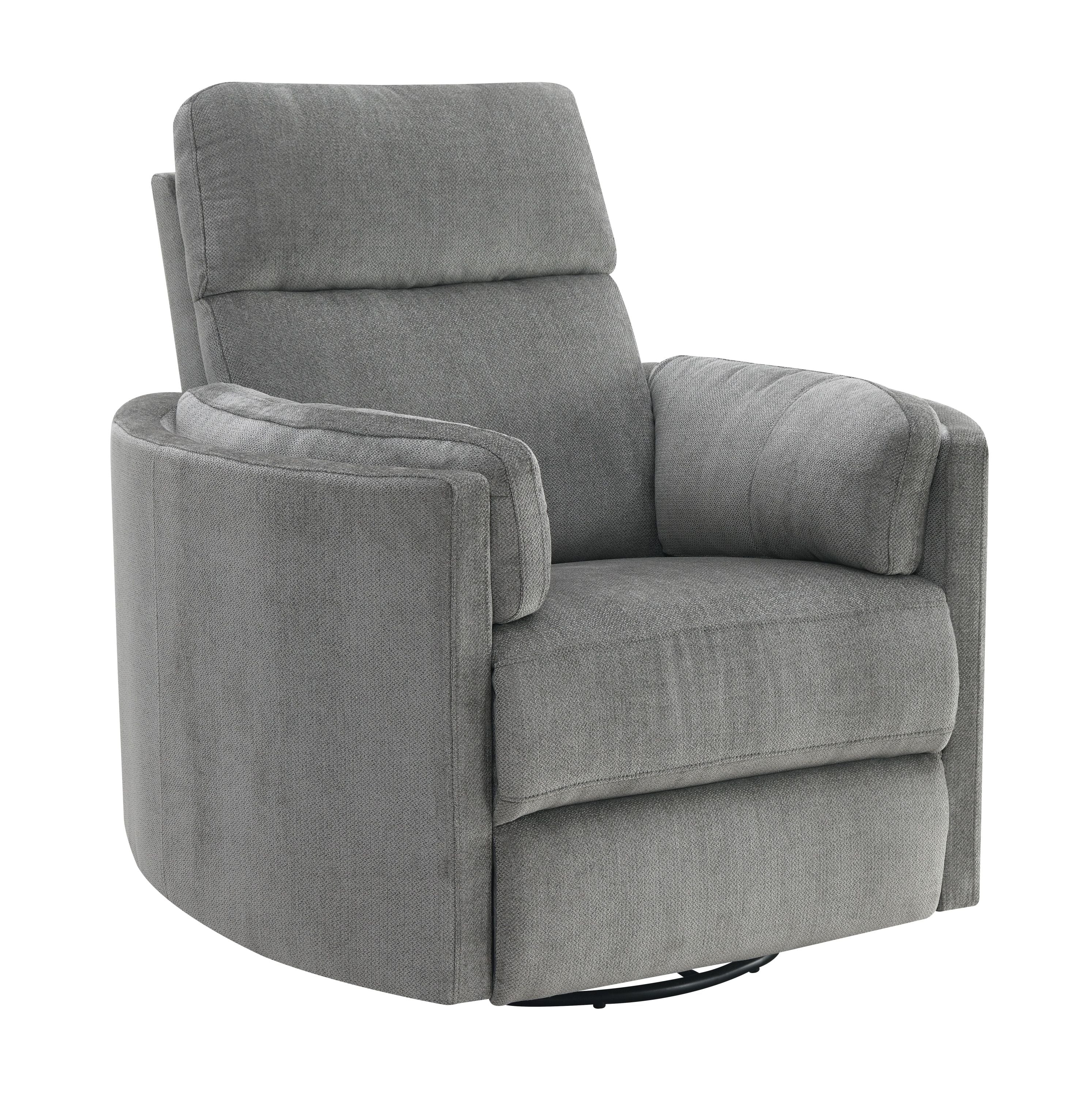 Sagen Charcoal Chenille Glider Recliner with Swivel