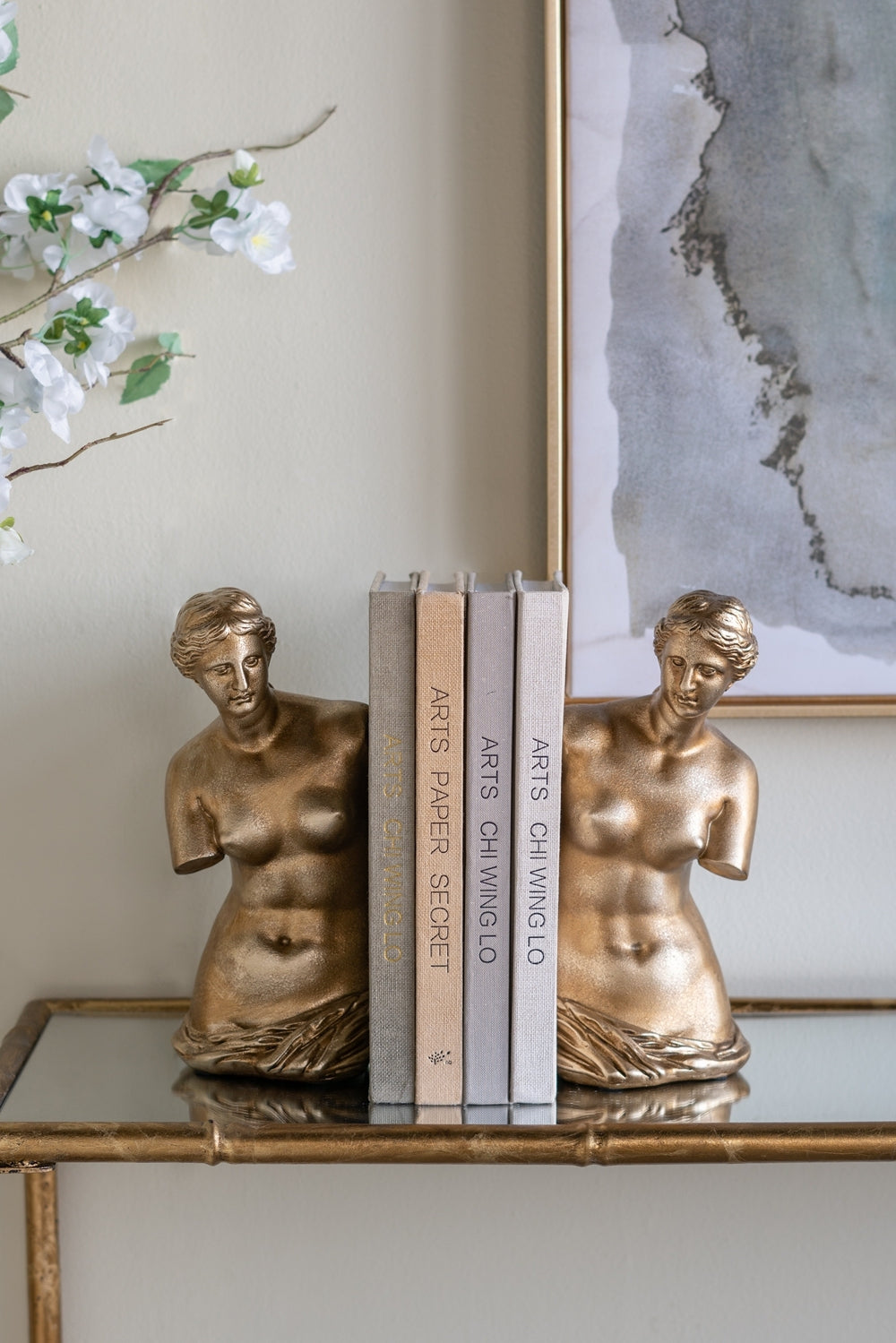 Set of 2 Venus de Milo Bust Bookends with Gold Finish