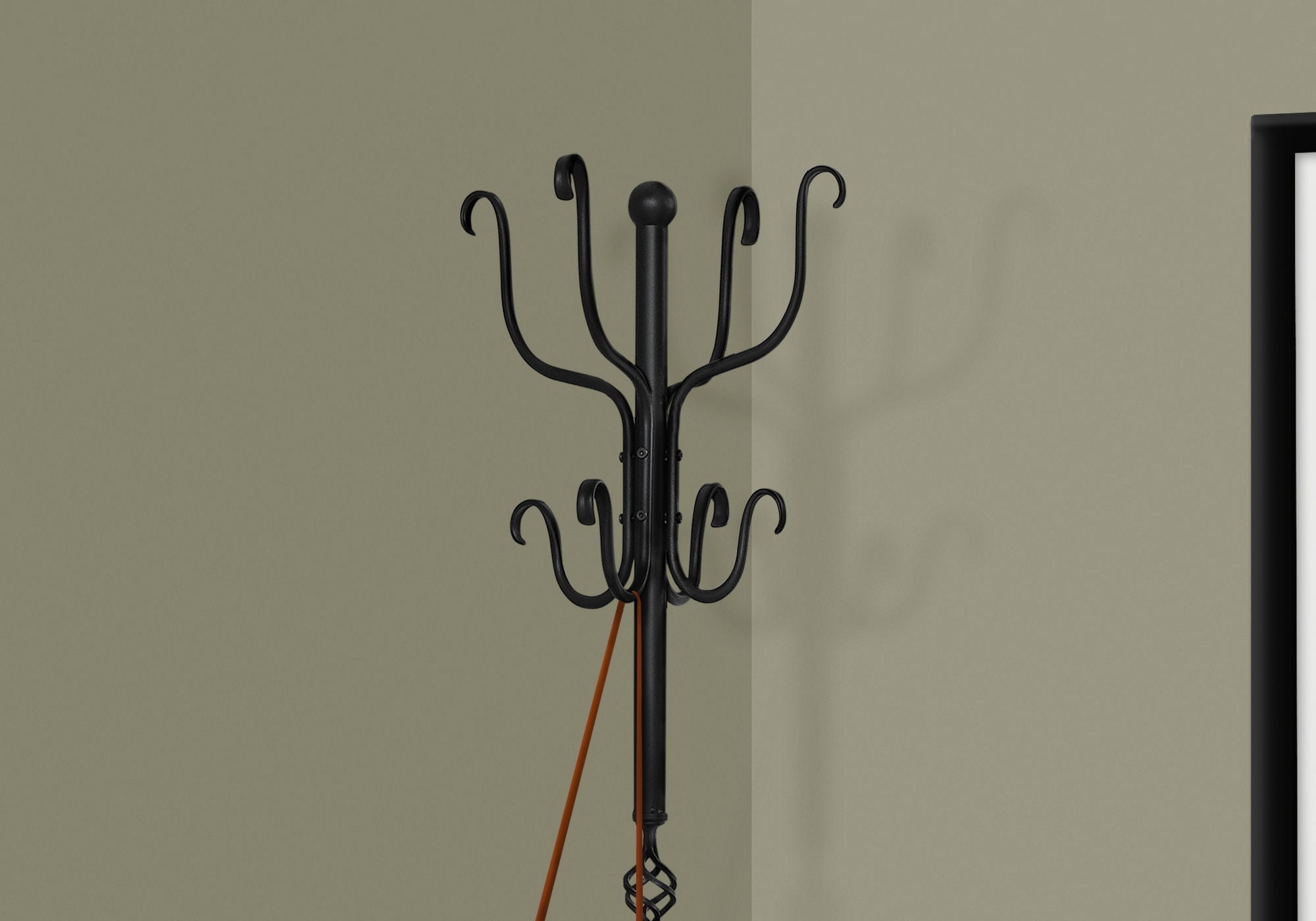 Coat Rack Hall Tree, Free Standing, 8 Hooks, Entryway, Transitional - Black