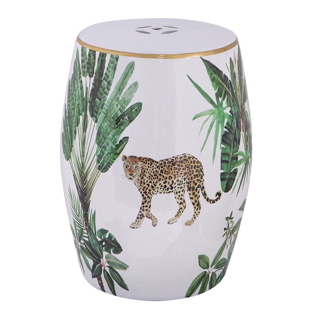 13x13x18 Ceramics Garden Stool Jungle-Themed Accent Side Table