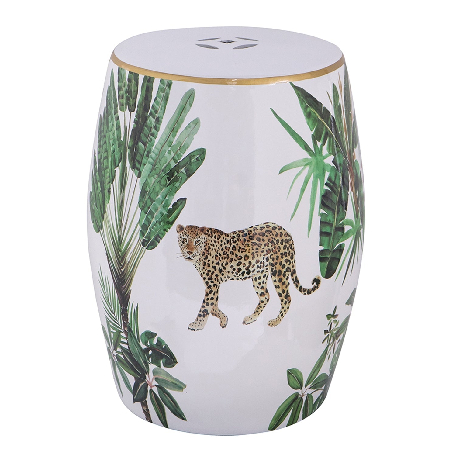 13x13x18 Ceramics Garden Stool Jungle-Themed Accent Side Table