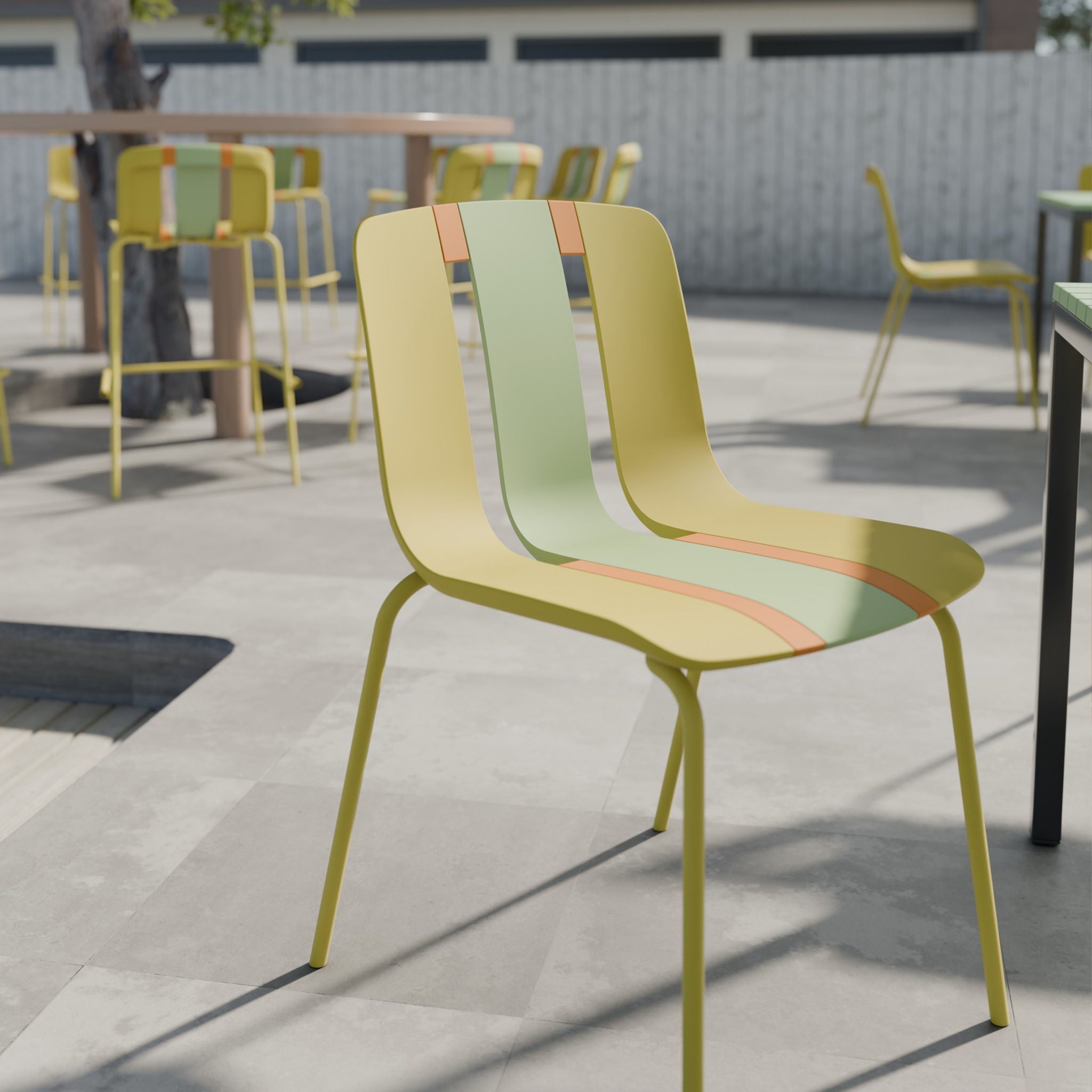 Modern Striped Blocking Single Chairs Set of 4