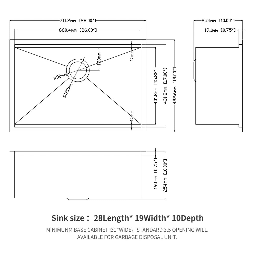 Single Bowl Undermount Workstation Kitchen Sink with Accessories