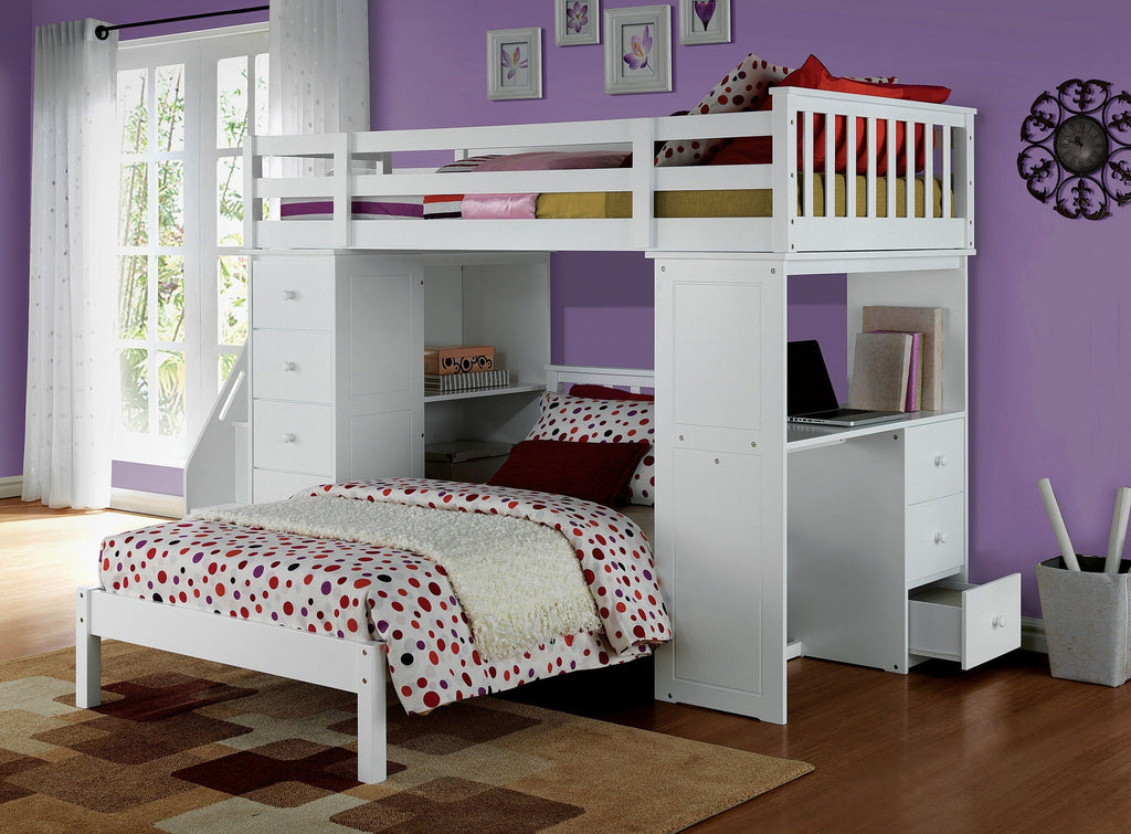 Freya Twin Loft Bed With Storage (Not Including The Bottom Twin Bed) - White