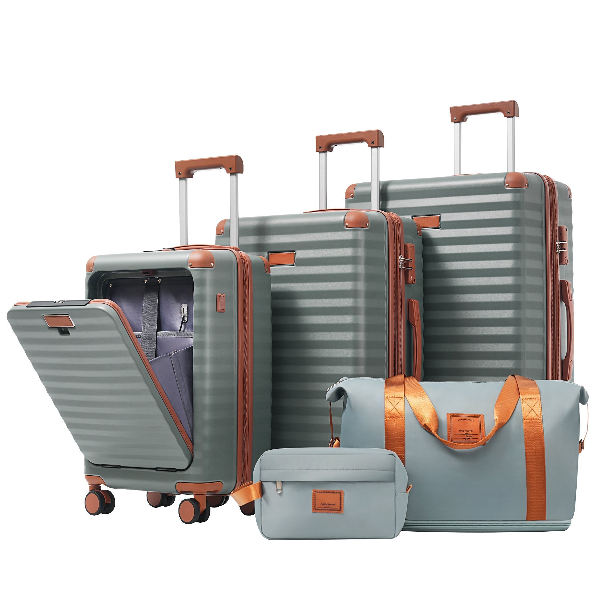 Deluxe 5-Piece Hard-Side Luggage Set with USB and TSA Locks