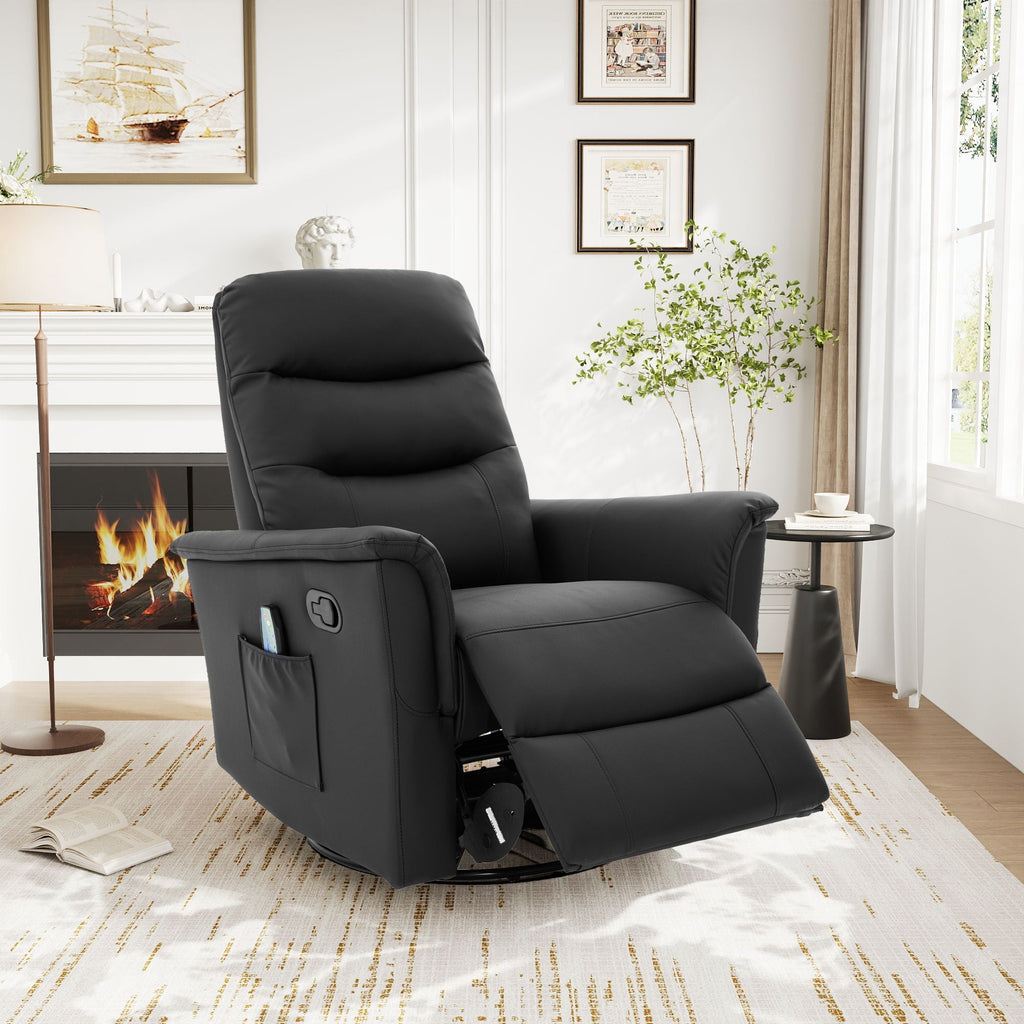 Manual Recliner Chair With 8-Point Massage and Swivel Function