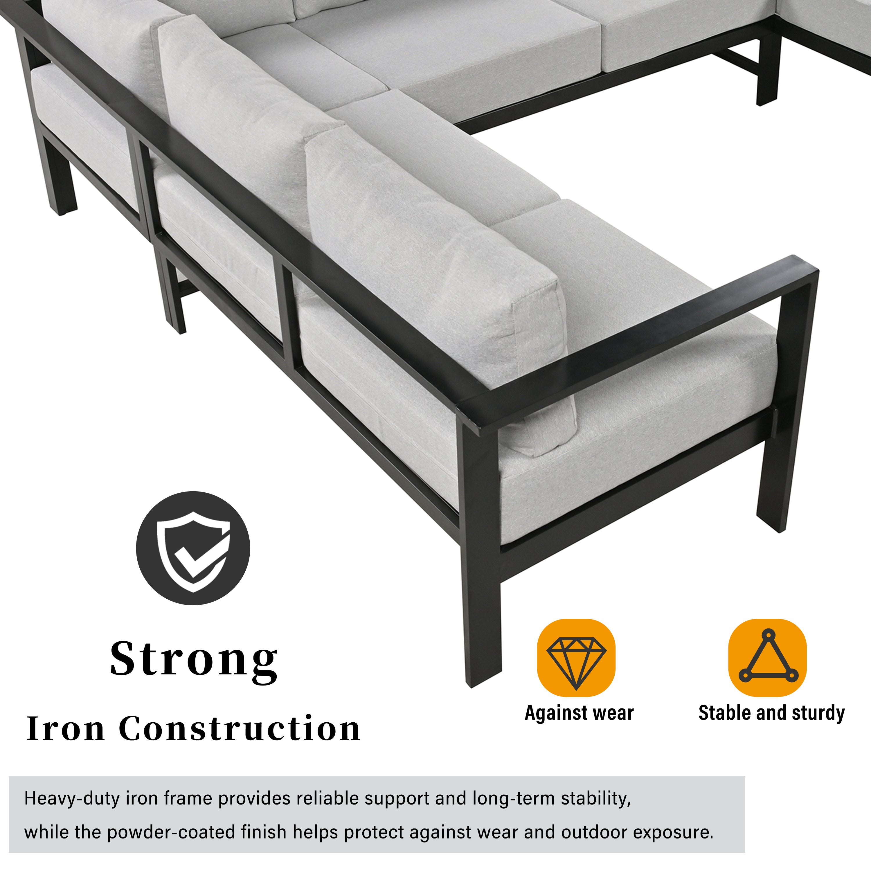 U_Style U-Shaped Outdoor Sectional Sofa Set