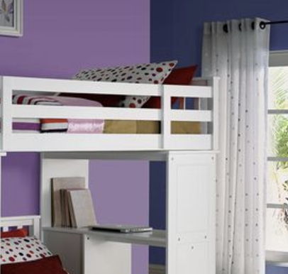Freya Twin Loft Bed With Storage (Not Including The Bottom Twin Bed) - White