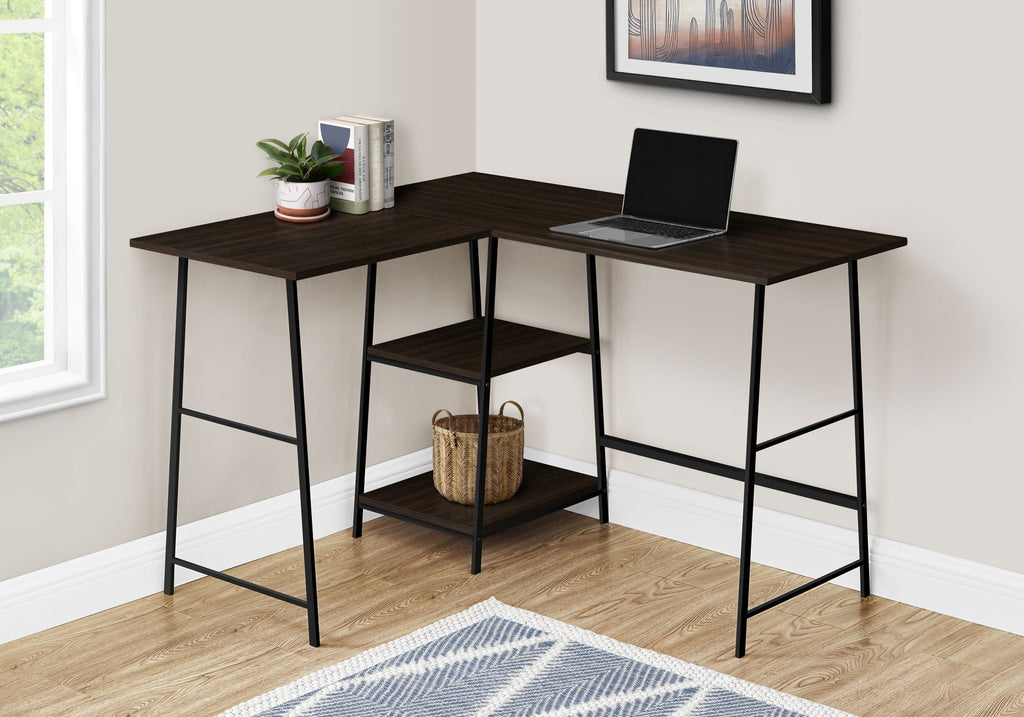 L-Shape Corner Computer Desk with Storage Shelves