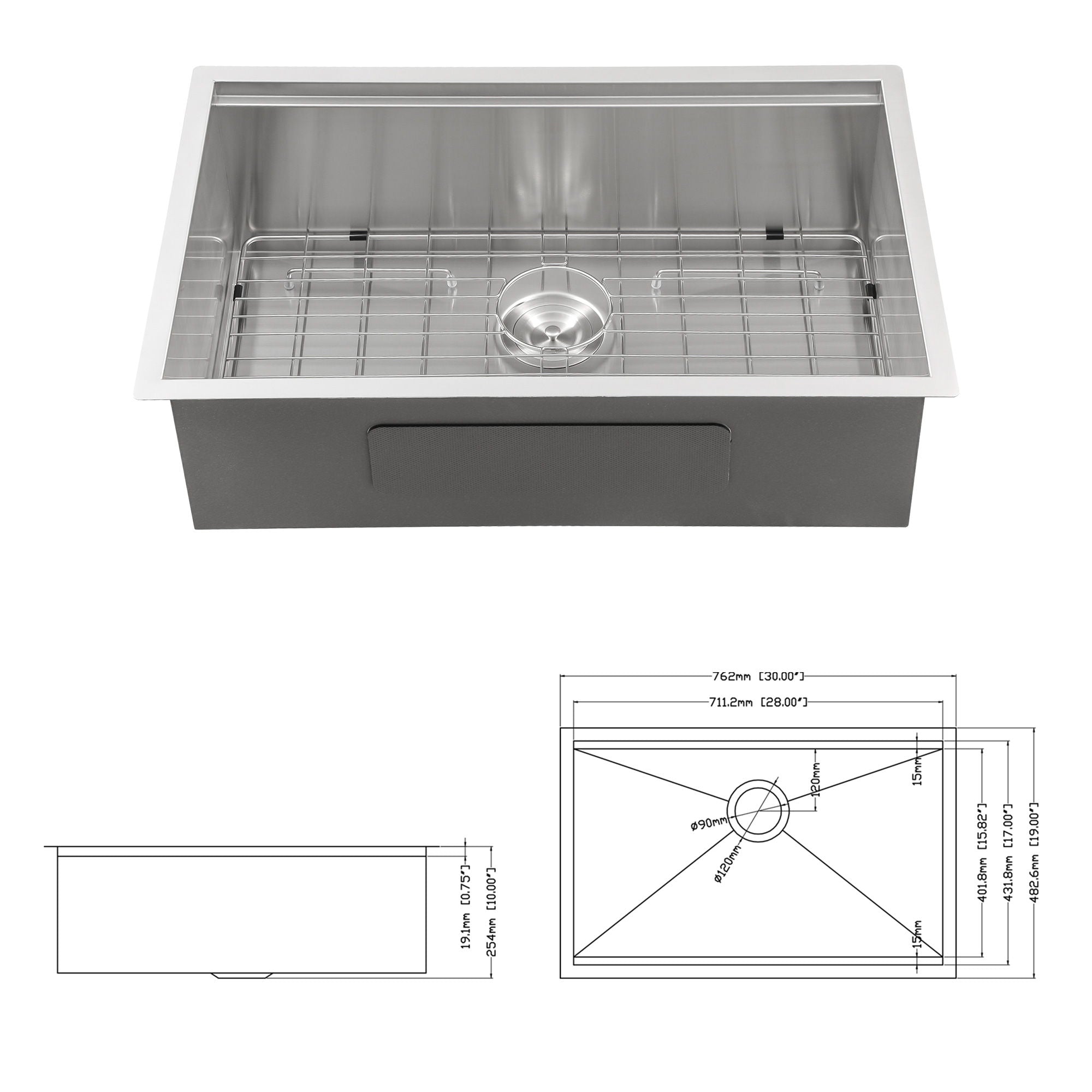 Single Bowl Undermount Workstation Kitchen Sink with Accessories