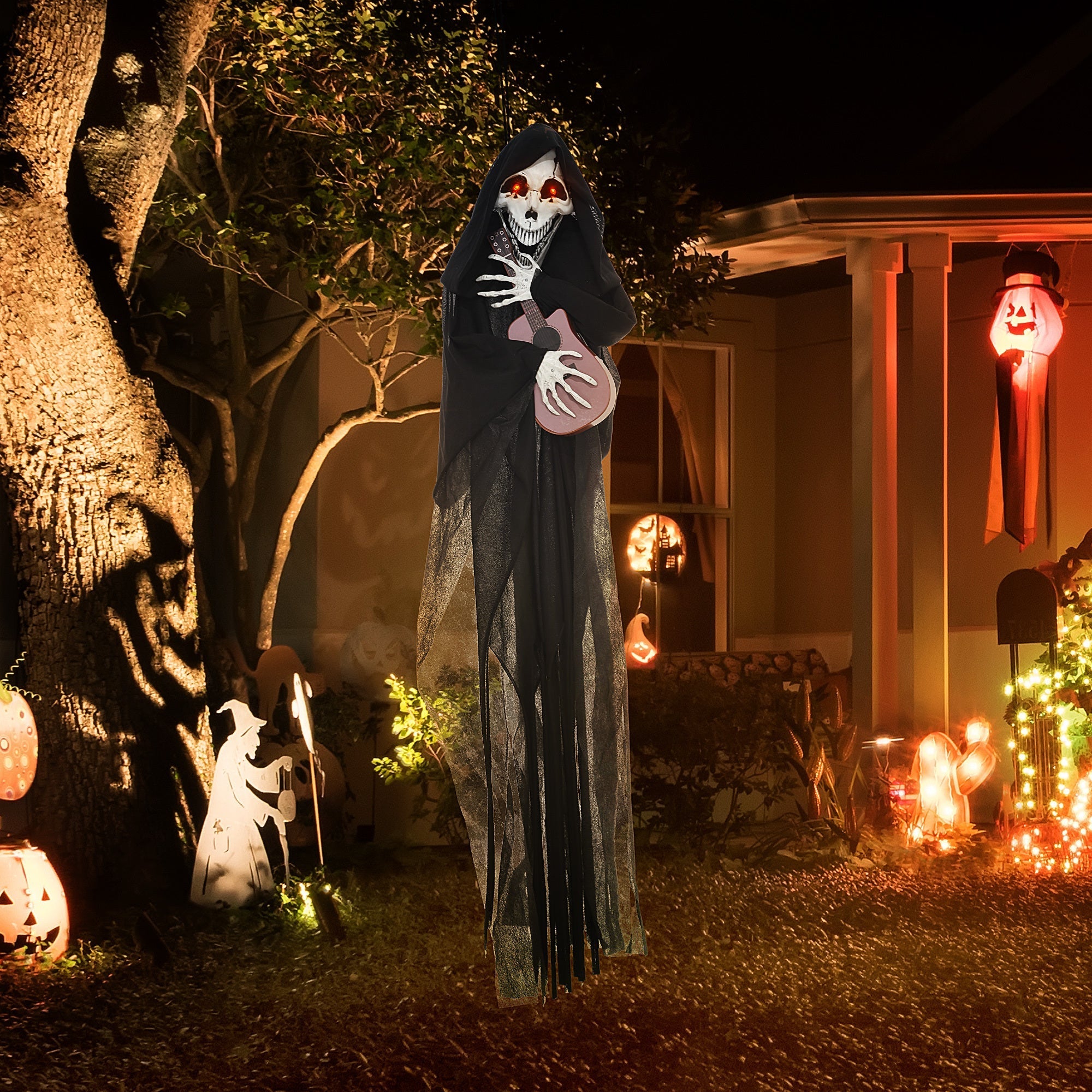 4.3' Animated Grim Reaper Guitarist with Motion and Sound Activation