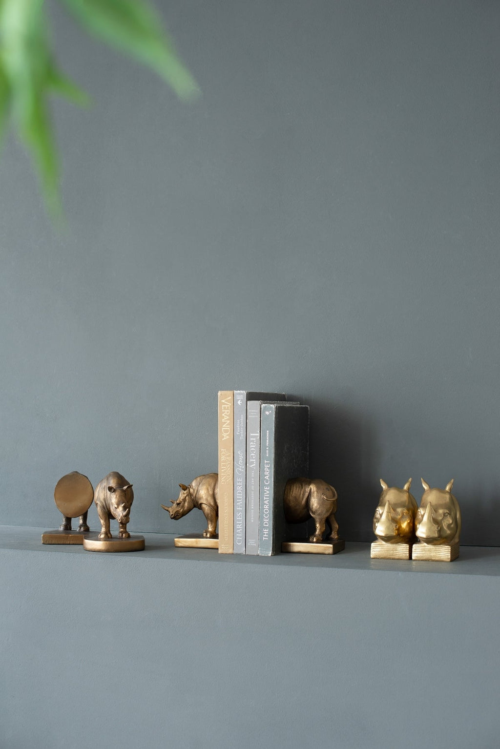 Set of 2 Rhino Bronze Bookends