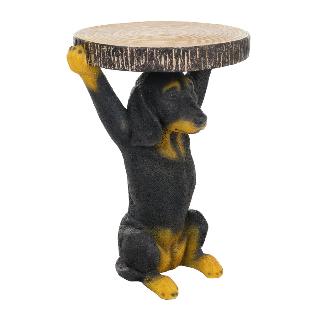 22.17'H Black Dog Side Table Pedestal End Table Stool