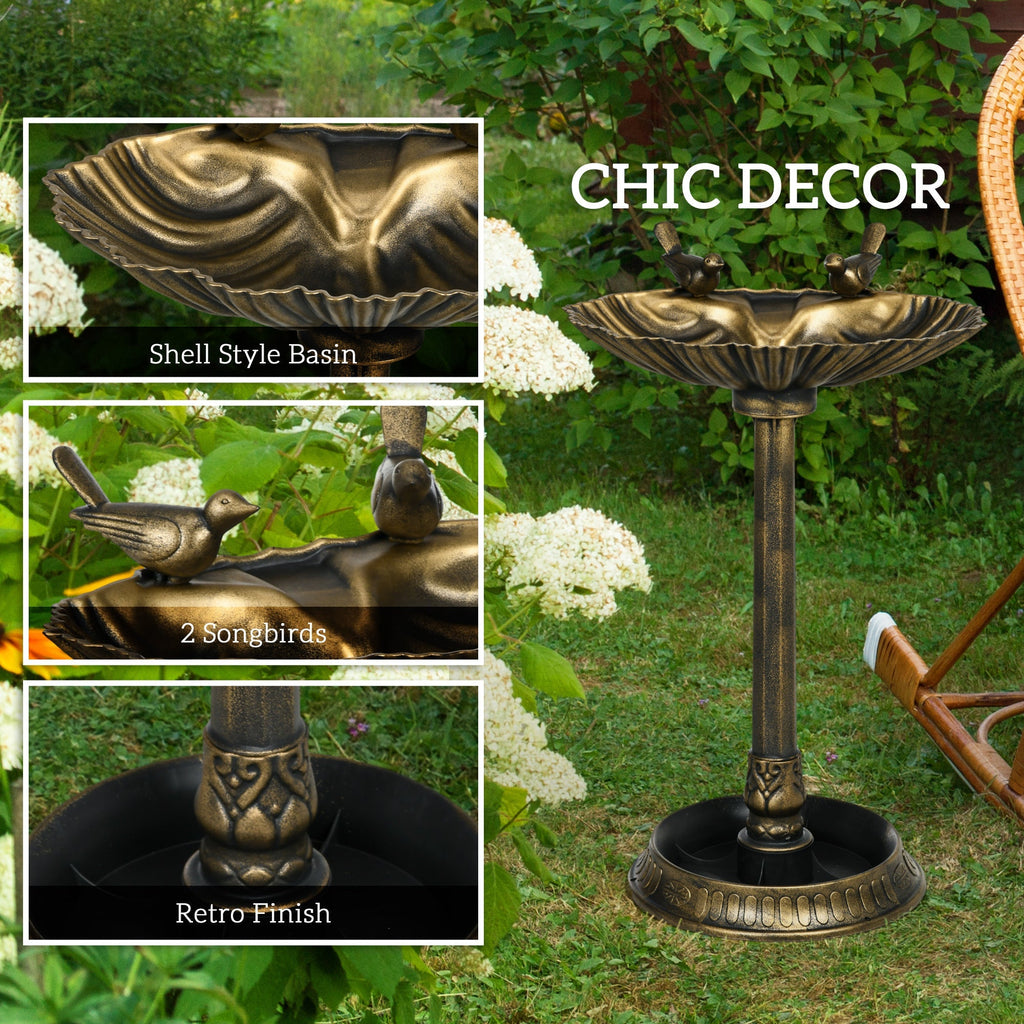 Outsunny 32' Antique Bird Bath with Pedestal Flower Planter Base