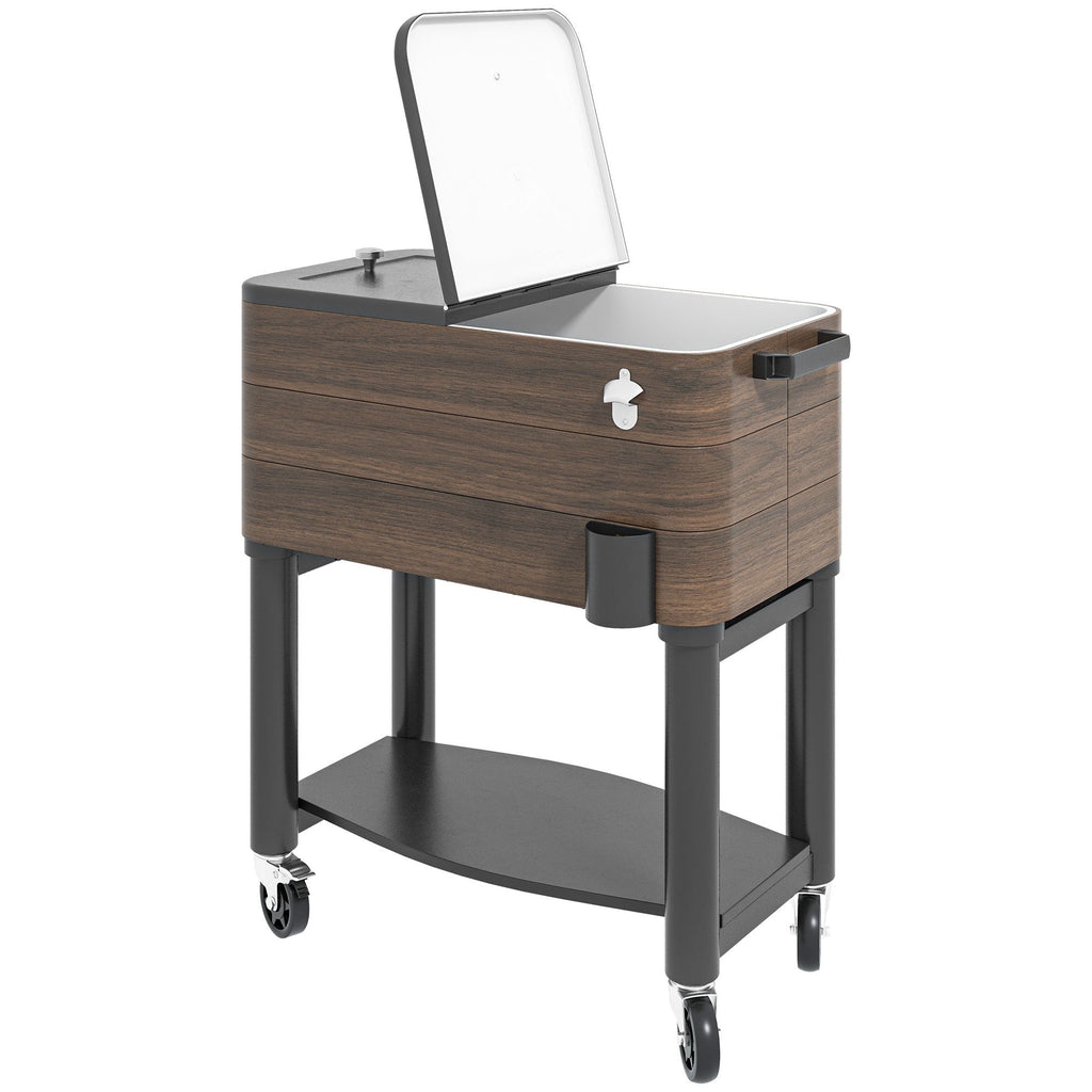 Outsunny Outdoor Cooler Cart, Rolling Beverage Ice Chest