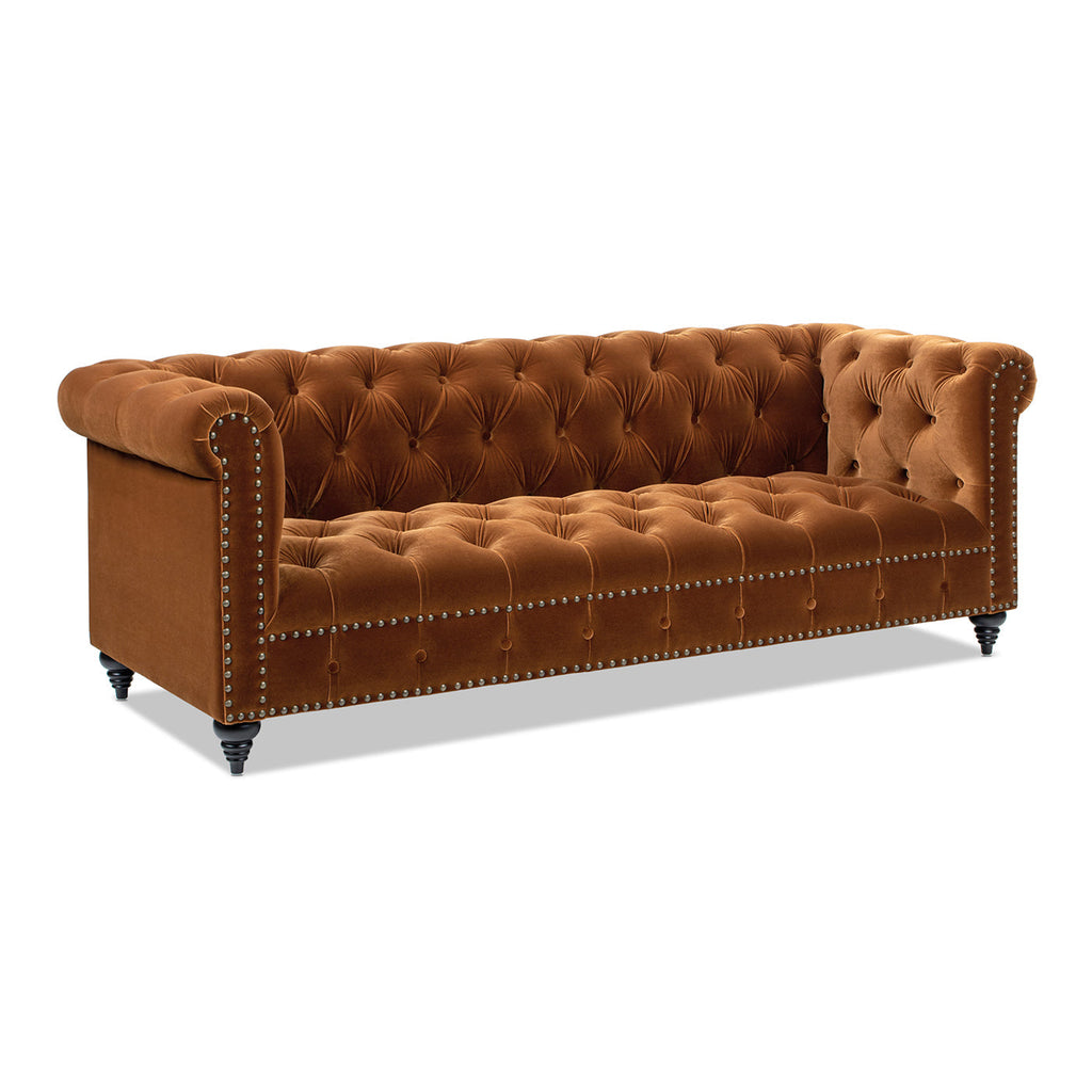 Alto 88' Tufted Chesterfield Sofa, Burnt Orange  Performance Velvet