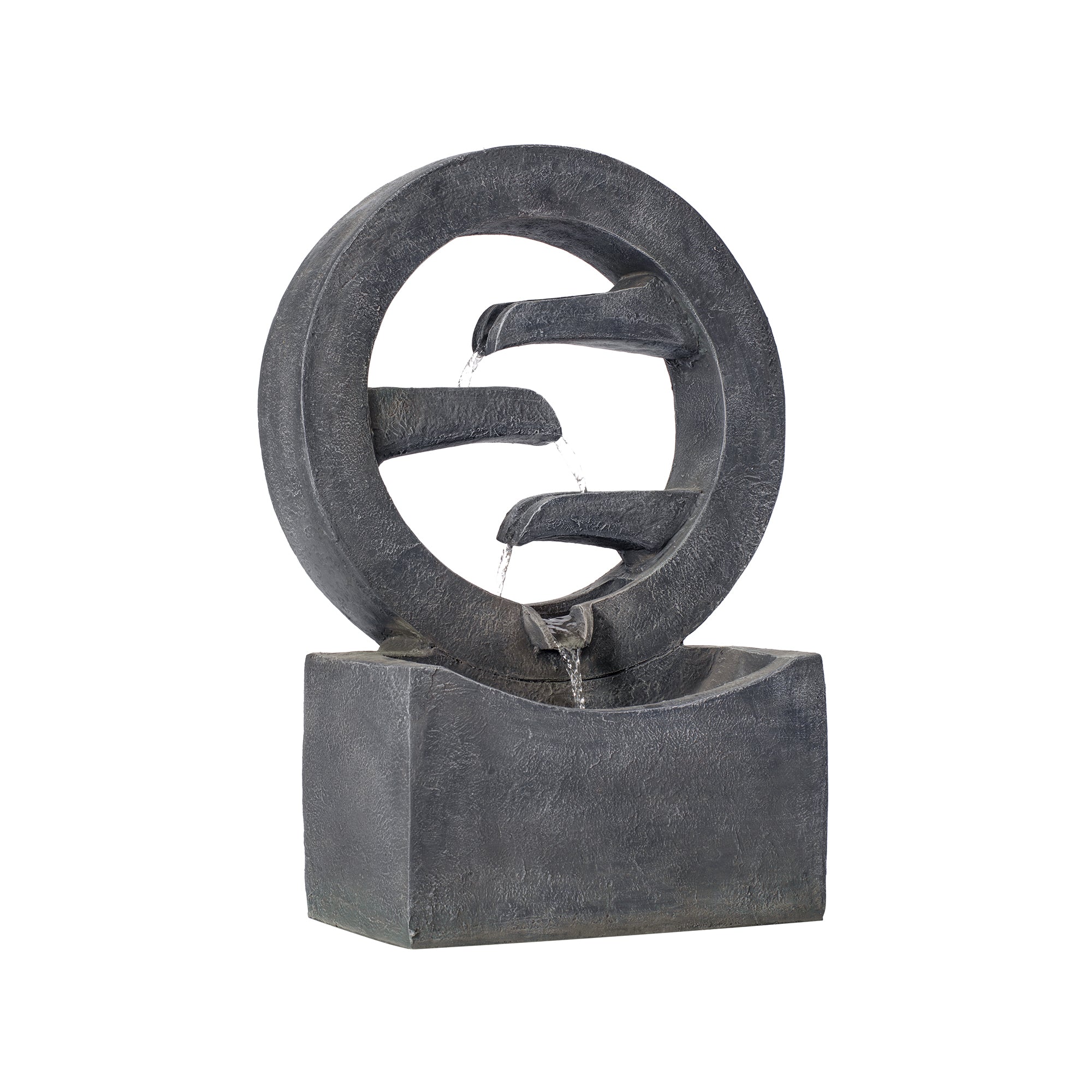26.77'H Gray Circular Polyresin Outdoor Water Fountain with LED Light