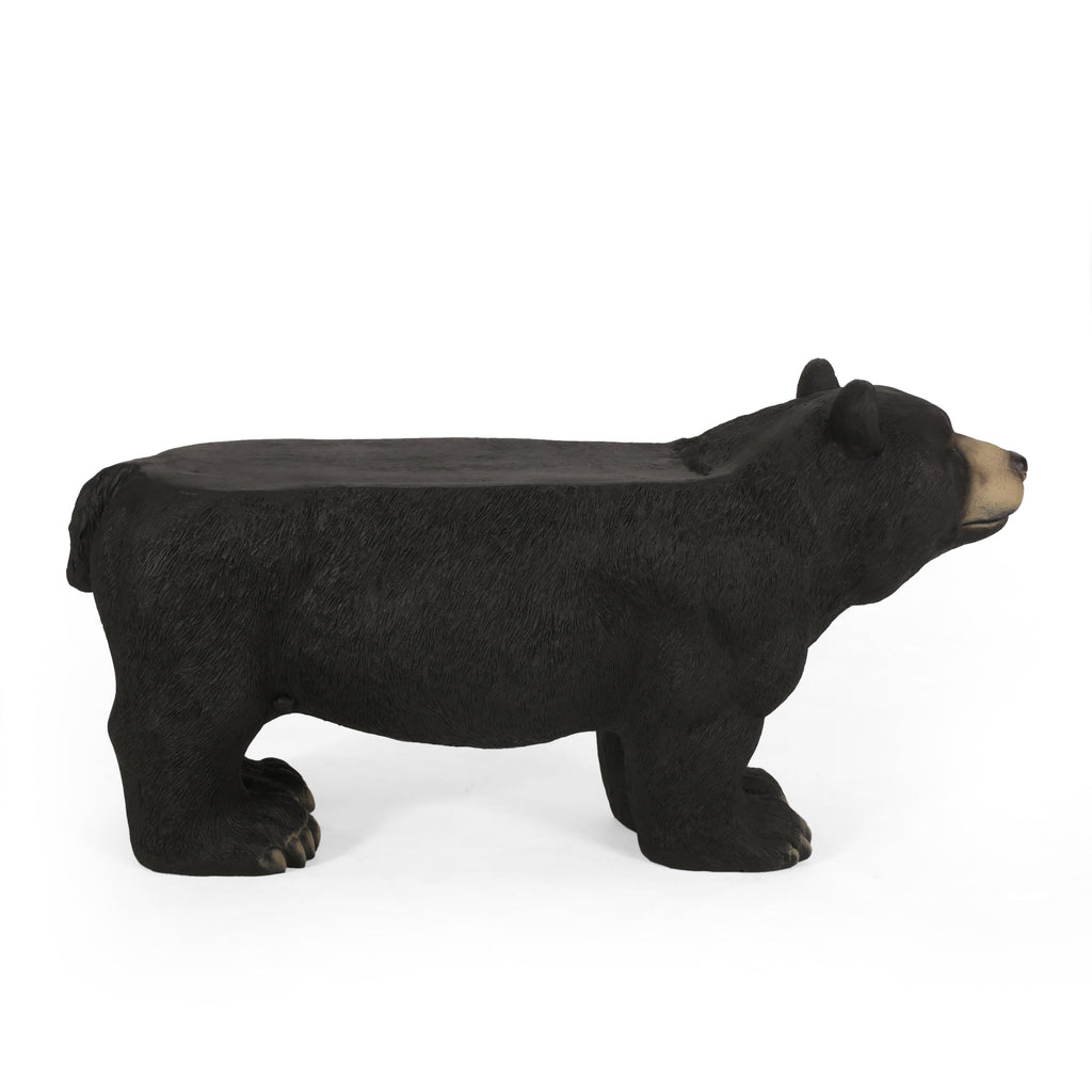 MGO Bear Bench, Concrete Outdoor Bench, Matte Black