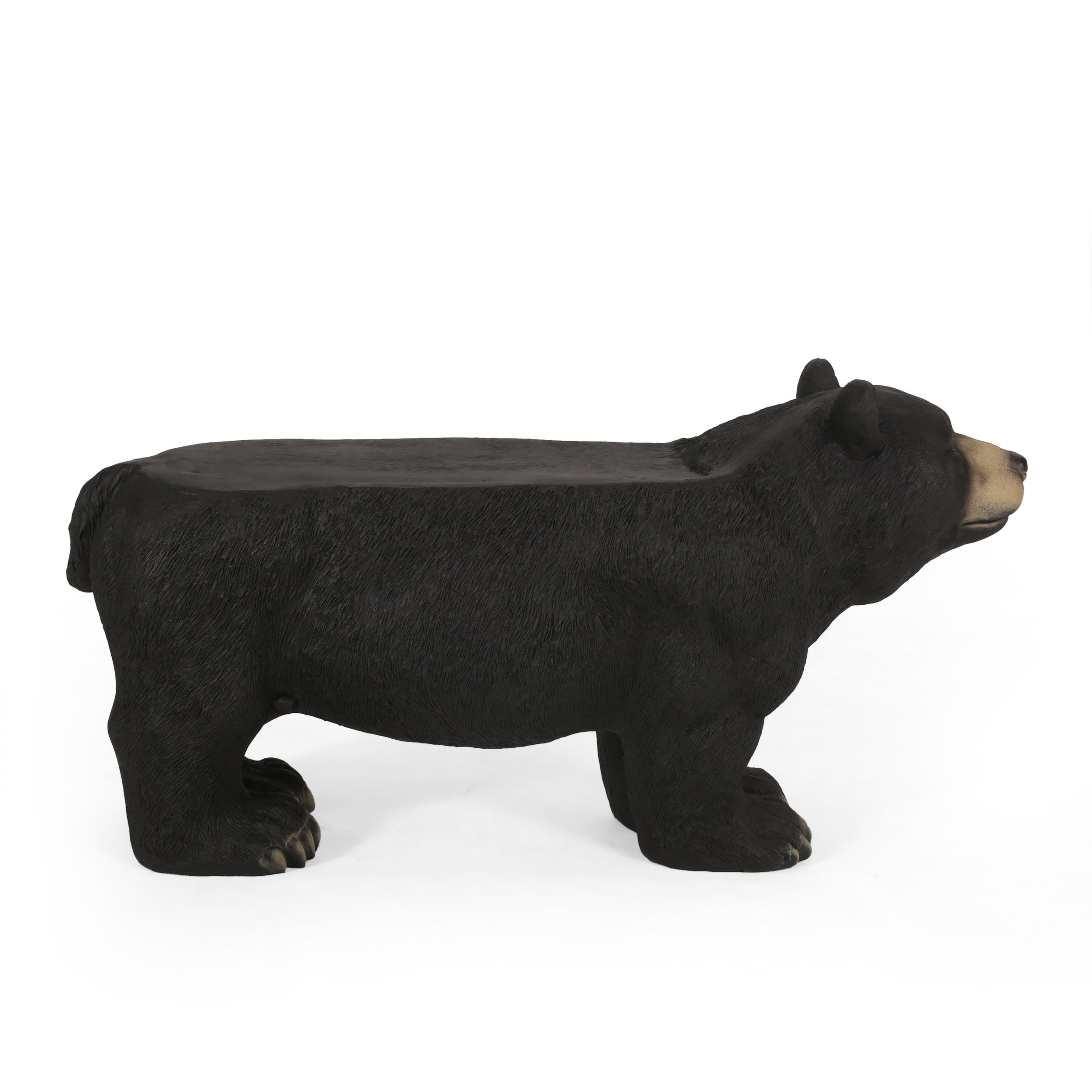 MGO Bear Bench, Concrete Outdoor Bench, Matte Black