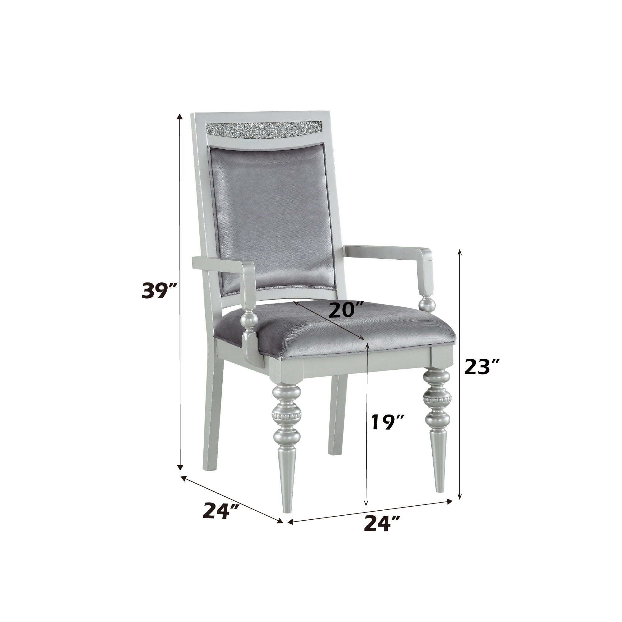 Maverick Arm Chair Set of 2 - Silver