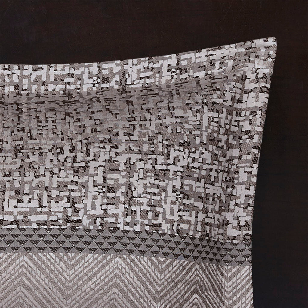 7 Piece Jacquard Comforter Set Grey Taupe King