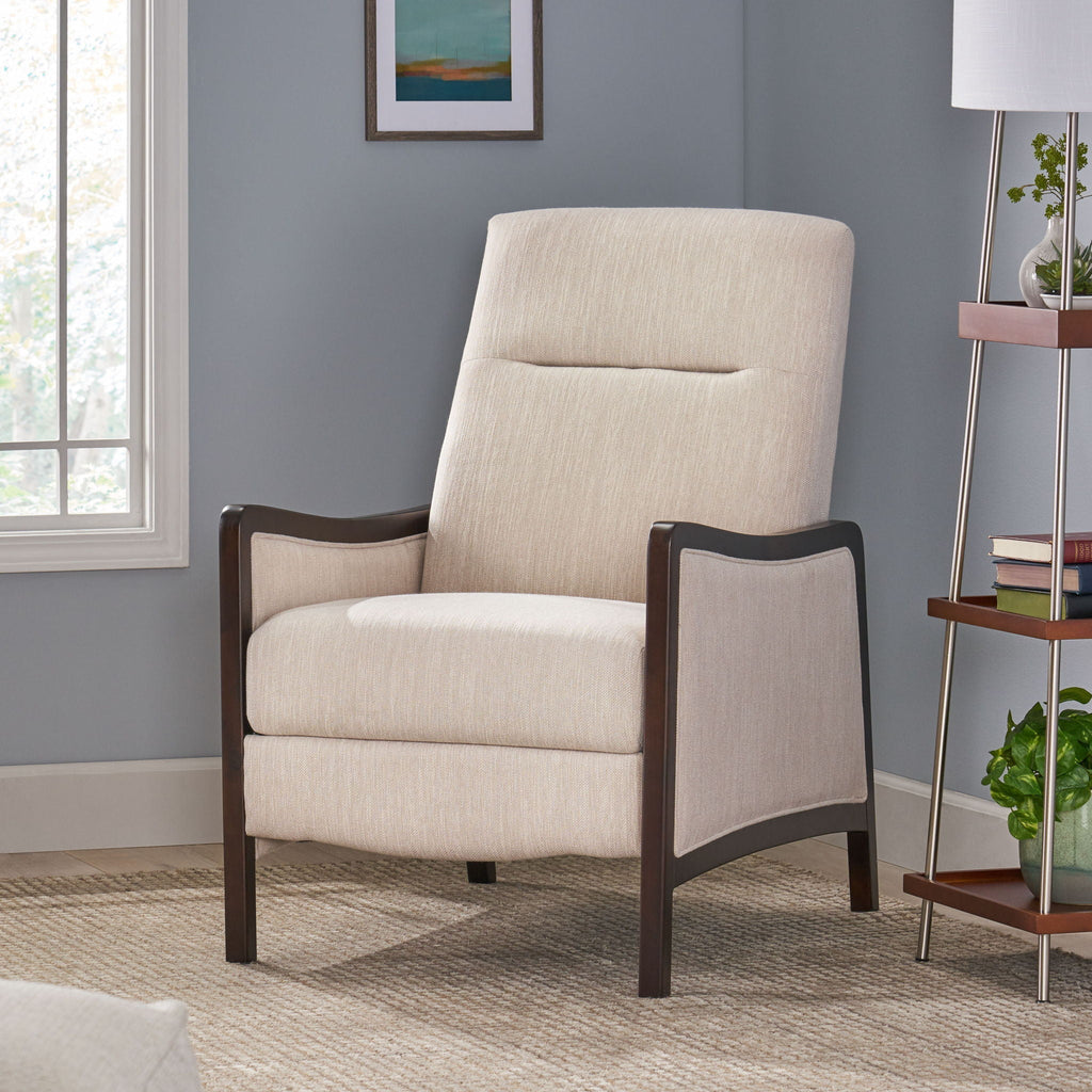 Drury Contemporary Fabric Upholstered Pushback Recliner