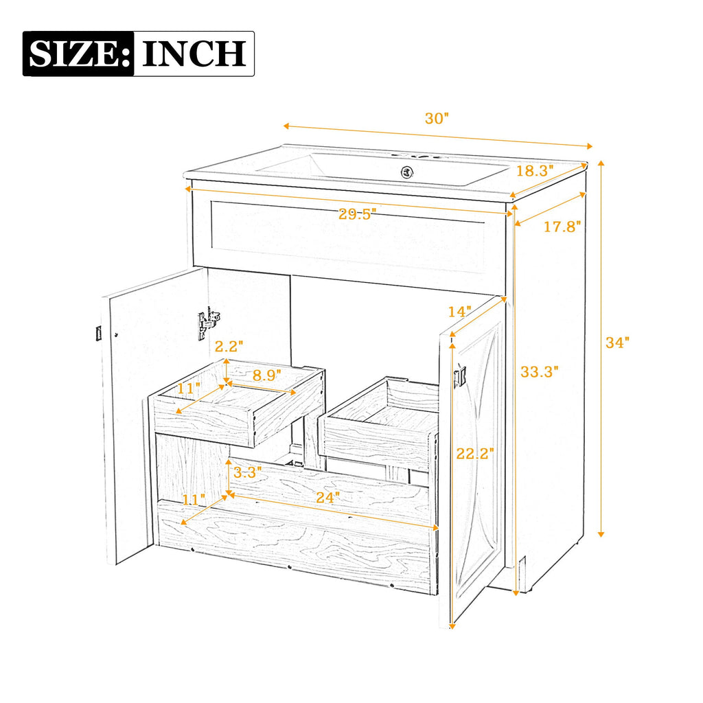 Bathroom Vanity With Sink, Freestanding Storage Cabinet With Handles
