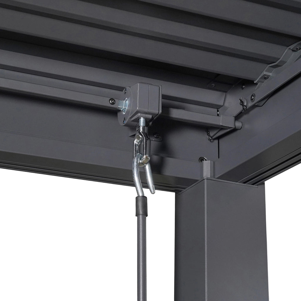 Byron Black Outdoor Pergola Aluminum with Adjustable Louvered Roof
