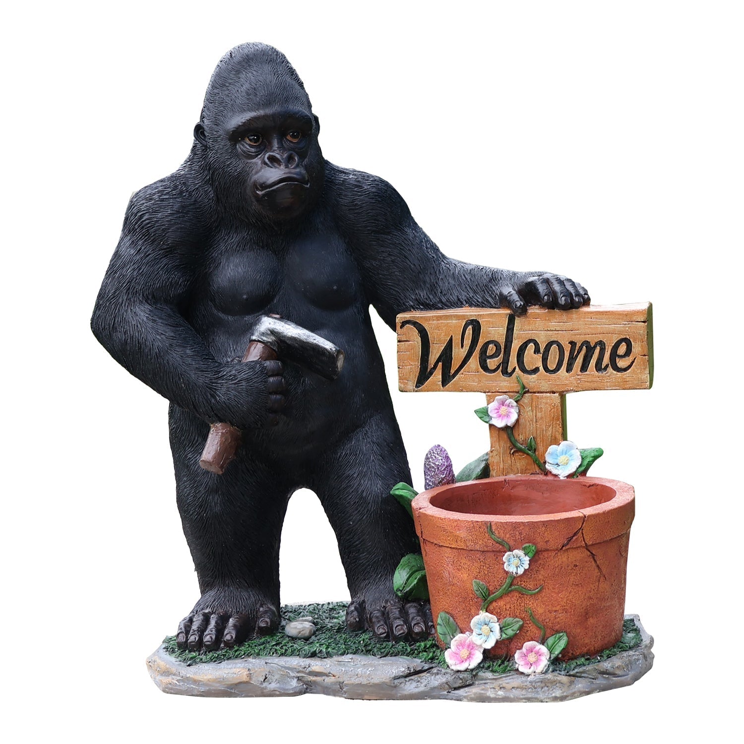Outdoor Garden Sculpture Chimpanzee Flower Pot Planter
