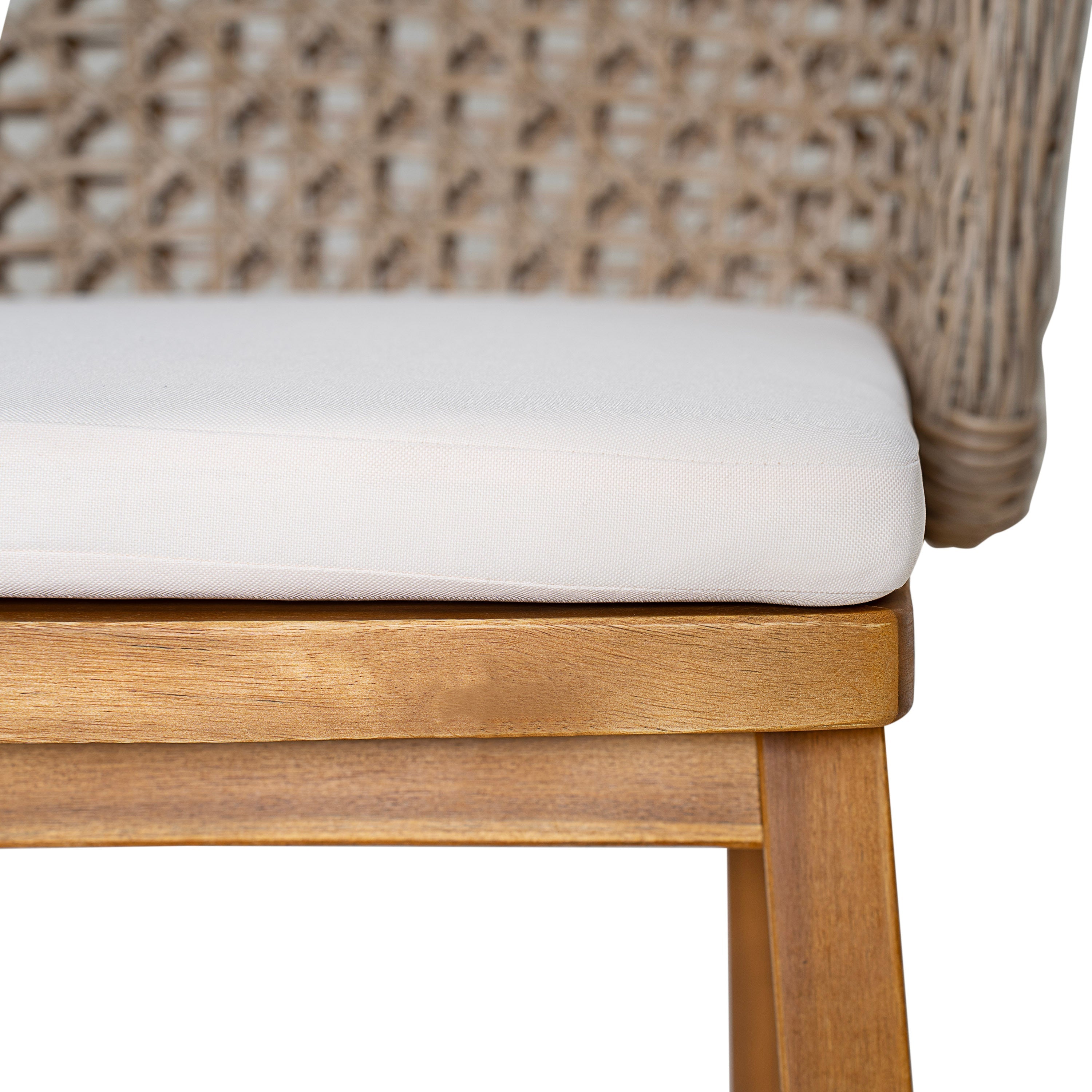 Outdoor Acacia Wood Bar Stools with Cushions (Set of 4)