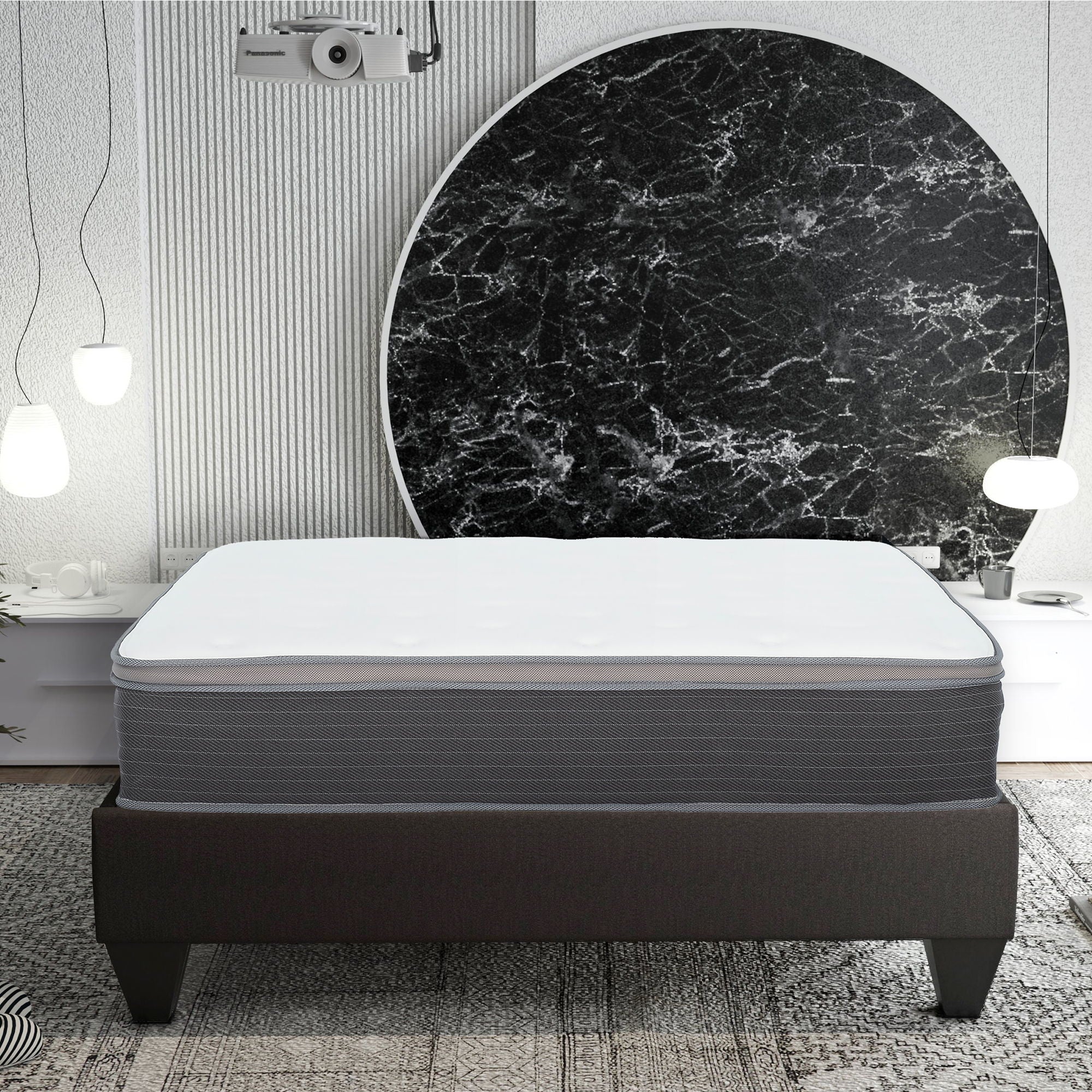 12'' Hybrid Mattress In A Box, Plush Gel Memory Foam Mattress Top With Pocket Coil Base - Gray / White - Queen