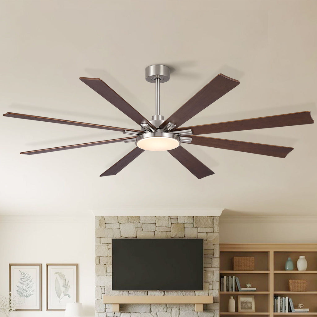 Large Ceiling Fan With Dimmable LED Light 8 Blades Remote Control, Reversible DC Motor