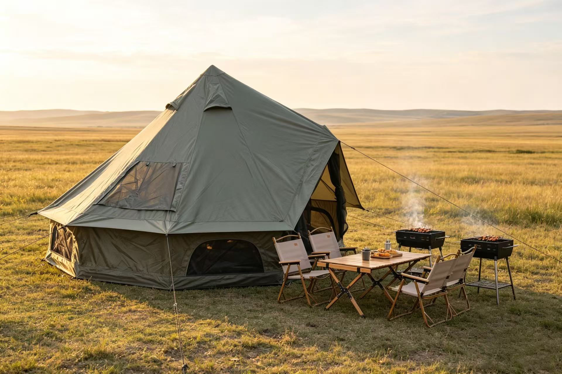 Oxford Bell Tent for Family Camping - Spacious 13.1ft Yurt with Stove Jack