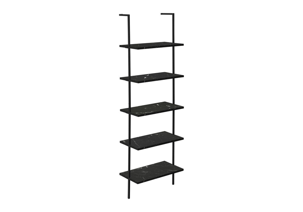 5-Tier Ladder Bookshelf with Marble Look for Office & Home