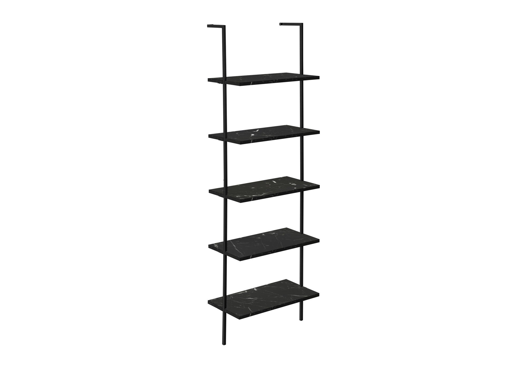 5-Tier Ladder Bookshelf with Marble Look for Office & Home