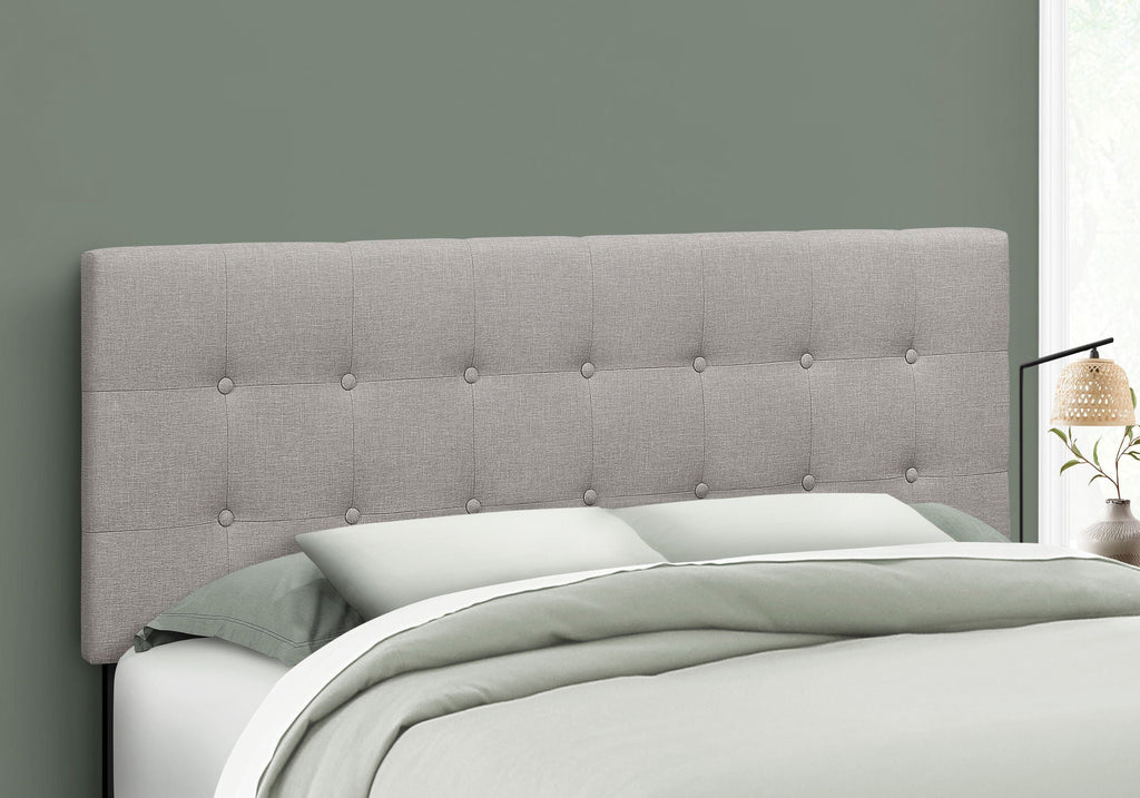 Queen Size Upholstered Gray Headboard