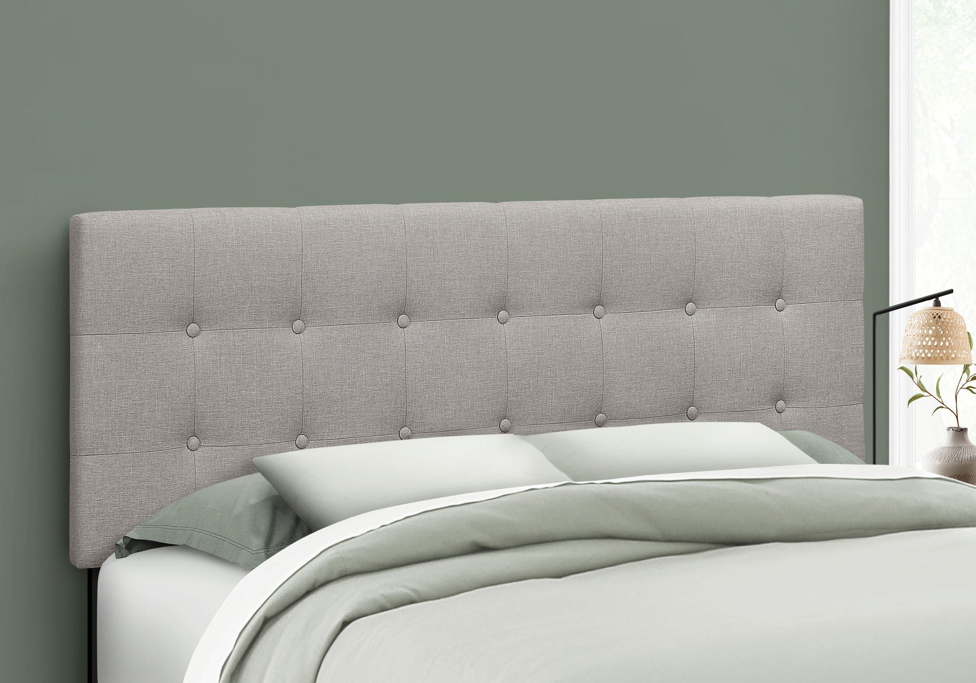 Queen Size Upholstered Gray Headboard