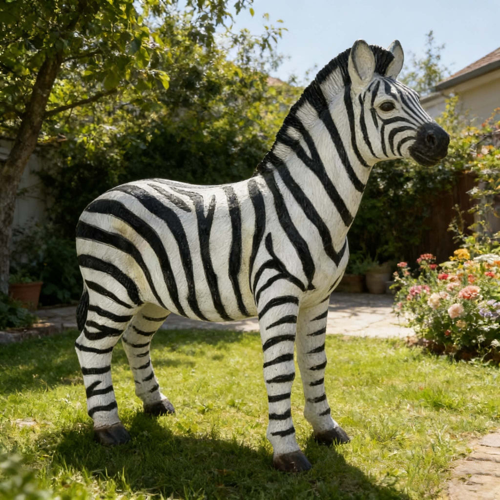 18.31" H x 19.49" L Simulated Zebra Garden Statue